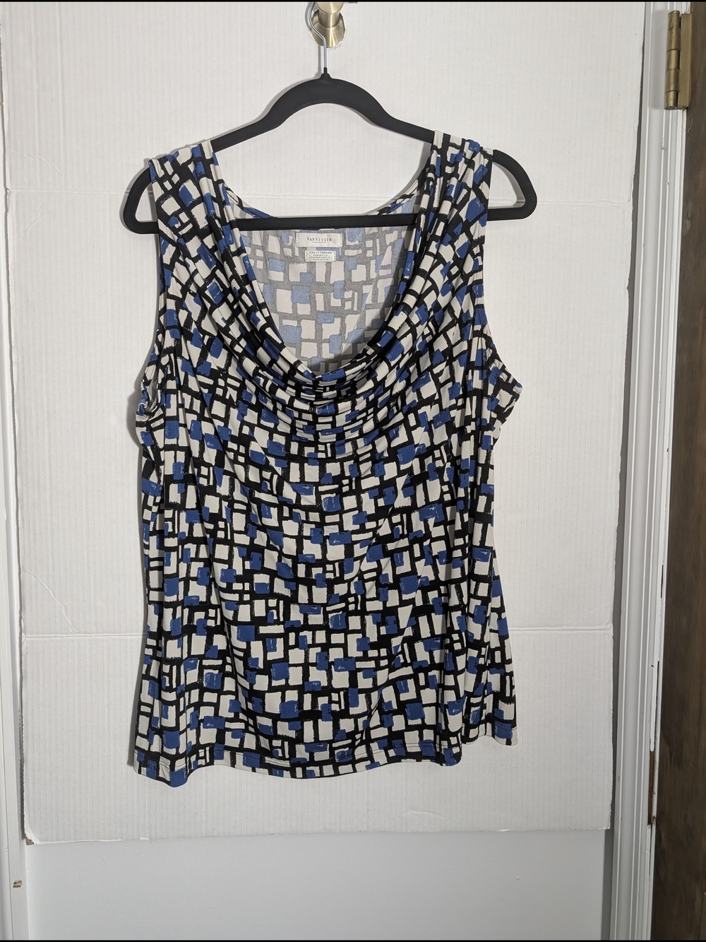 Van Heusen Blue Geometric Sleeveless Cowl Neck Top - Size XXL